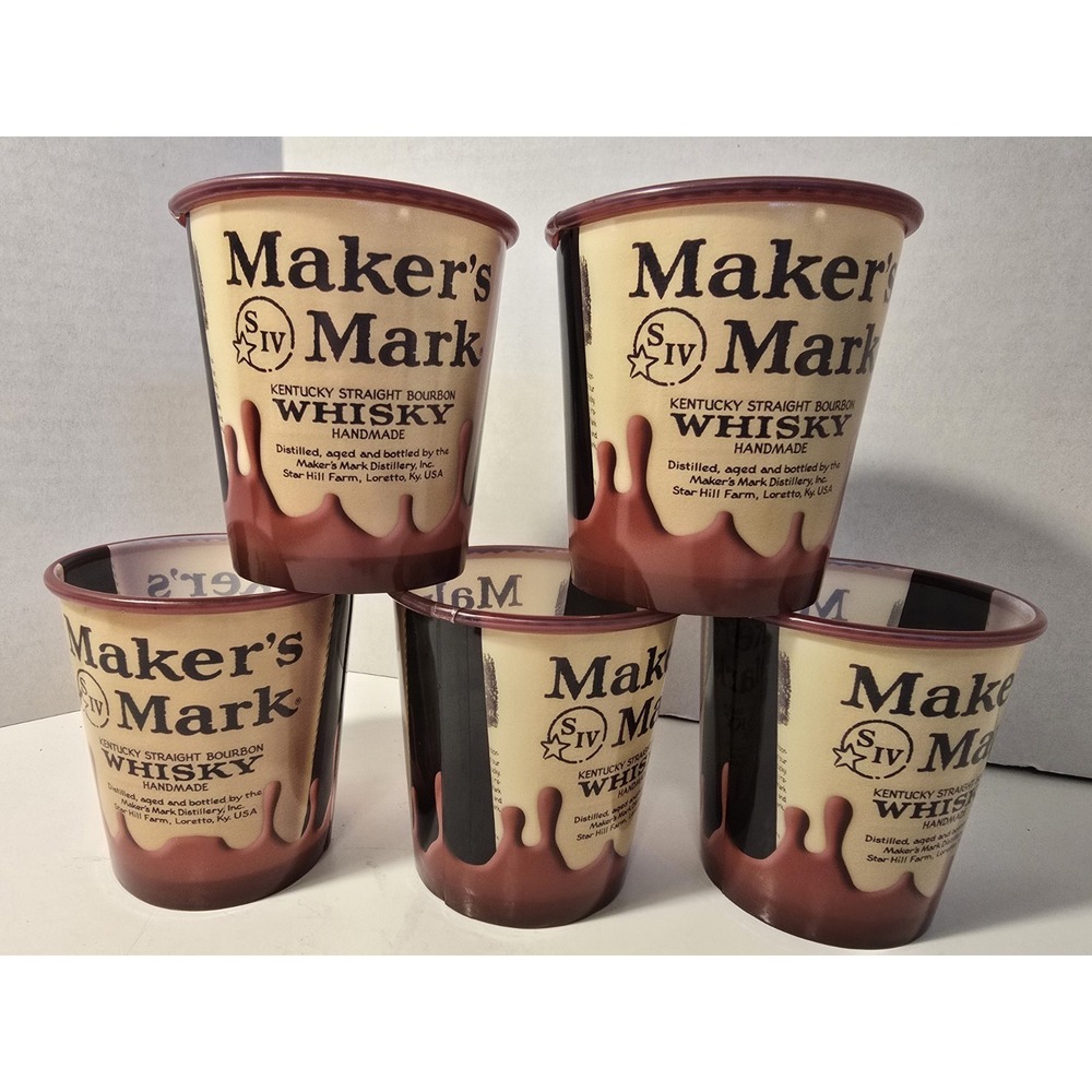NEW Makers Mark Cups Rare Hard To Find Unique (5 cup-LOTs), Reusable!